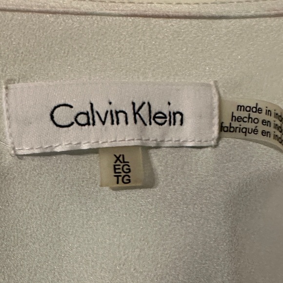 Calvin Klein Floral Ruffle Blouse - Blue, White, and Orange - Picture 2 of 7